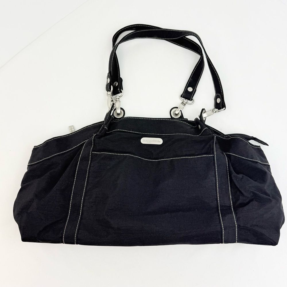 Baggallini Baby HAMPTON Black Nylon Double Handle Washable Shoulder Bag